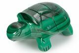 Flowery Malachite Turtle Carving - DR Congo #349336-1